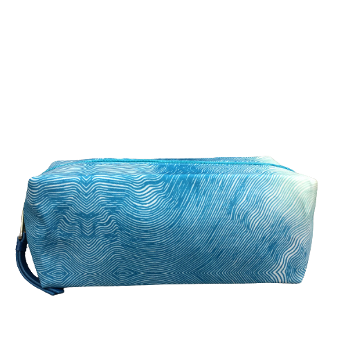 Blue Textured Cosmetic Bag